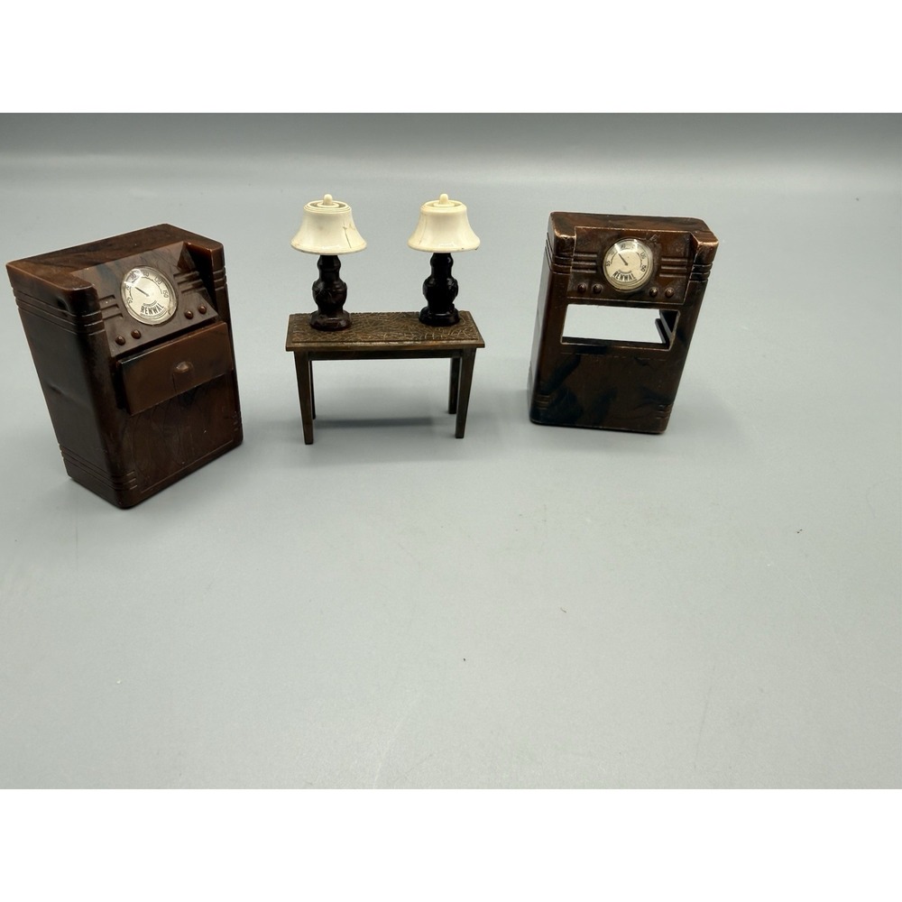 Vintage Renwal Plastic Ideal Doll House Furniture 5pc Living Room Radio Lamp